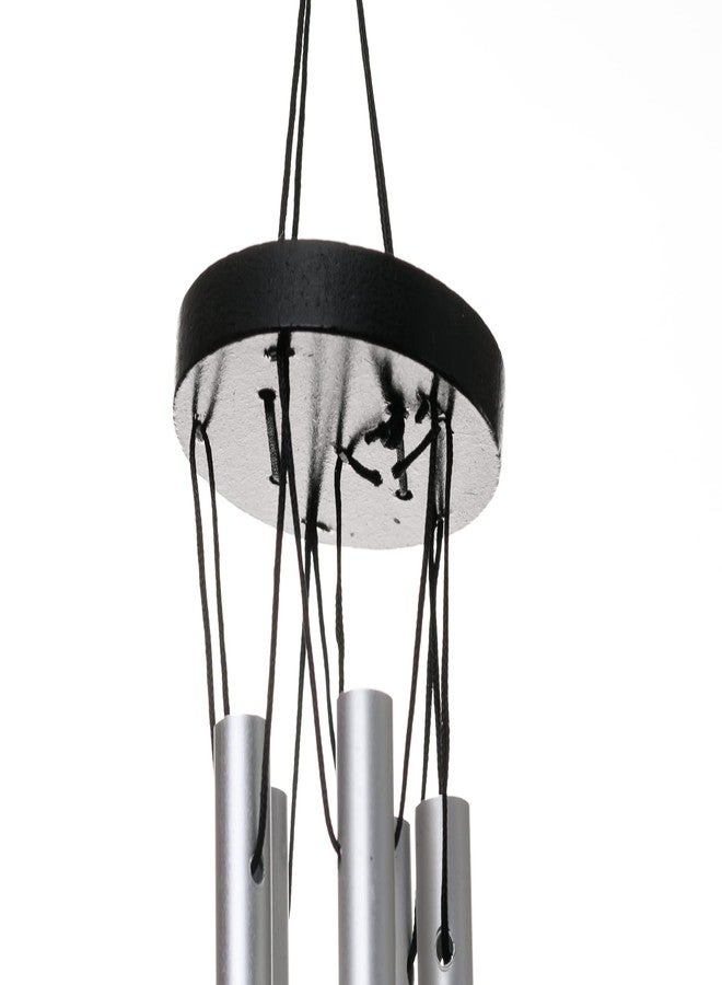 Tej Gifts Feng Shui Metal Wind Chime with Om Printed 5 Pipes for Positive Energy, Decorative Outdoor/Indoor Hanging Bells, Good Luck Chimes for Home/Balcony Decoration(Silver, Small) - Image 3